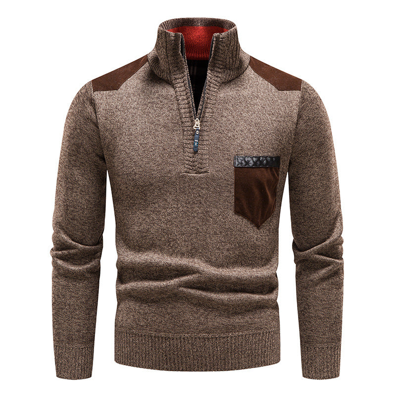 Men's Thickened Knit Pullover Sweater for Autumn Winter