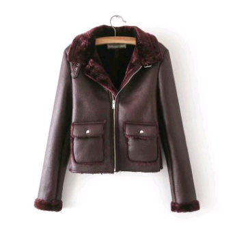 Women's Short Leather Jacket – Thick Plush PU Coat