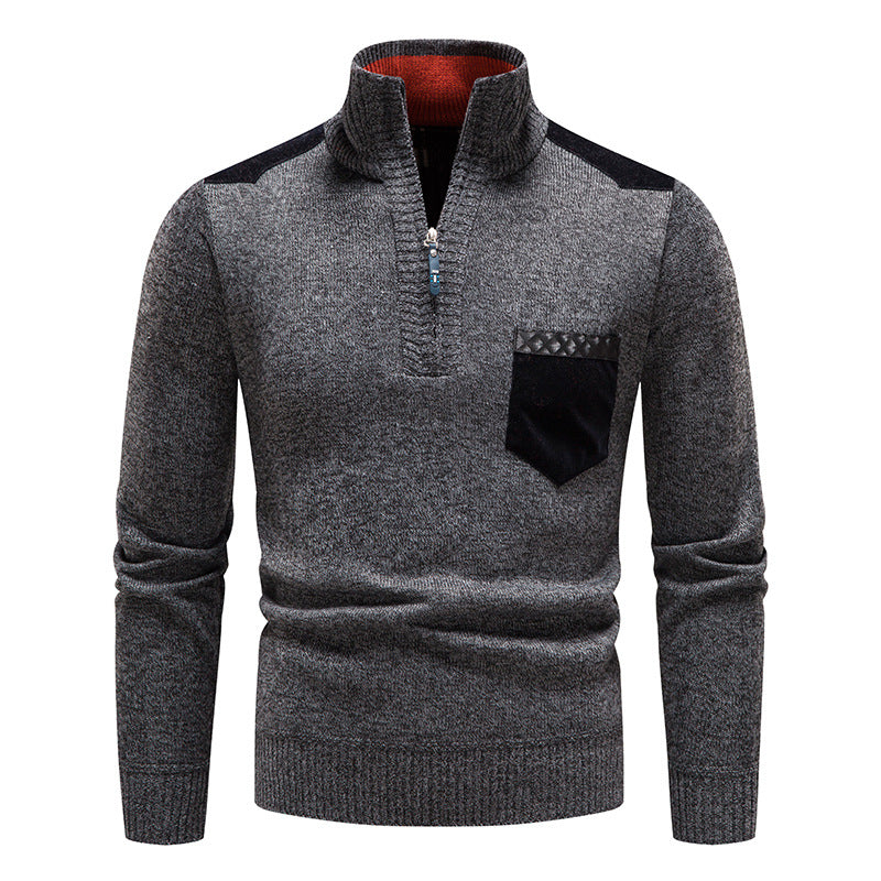 Men's Thickened Knit Pullover Sweater for Autumn Winter