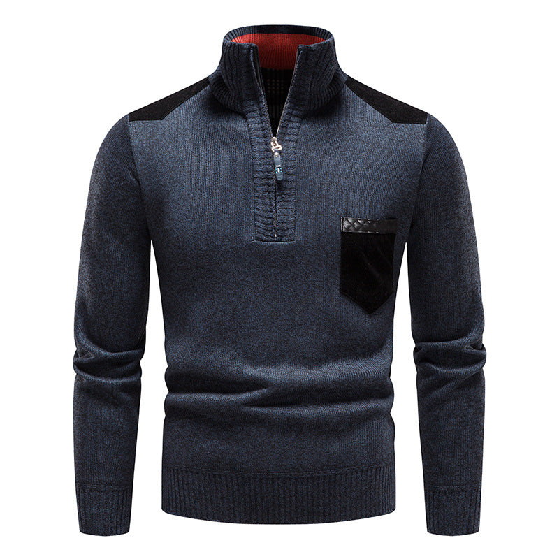 Men's Thickened Knit Pullover Sweater for Autumn Winter