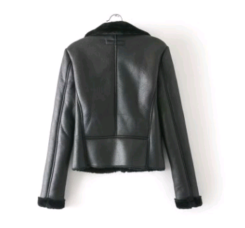 Women's Short Leather Jacket – Thick Plush PU Coat