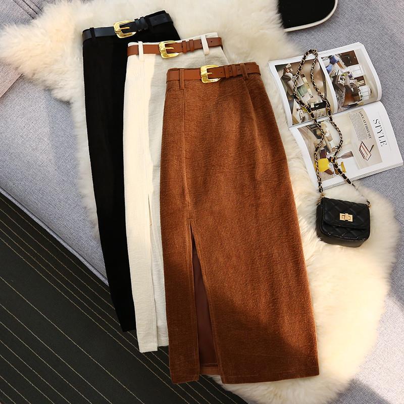 High Waist A-Linien Cordrock für Damen