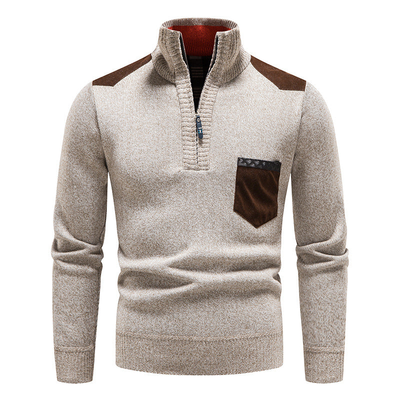 Men's Thickened Knit Pullover Sweater for Autumn Winter