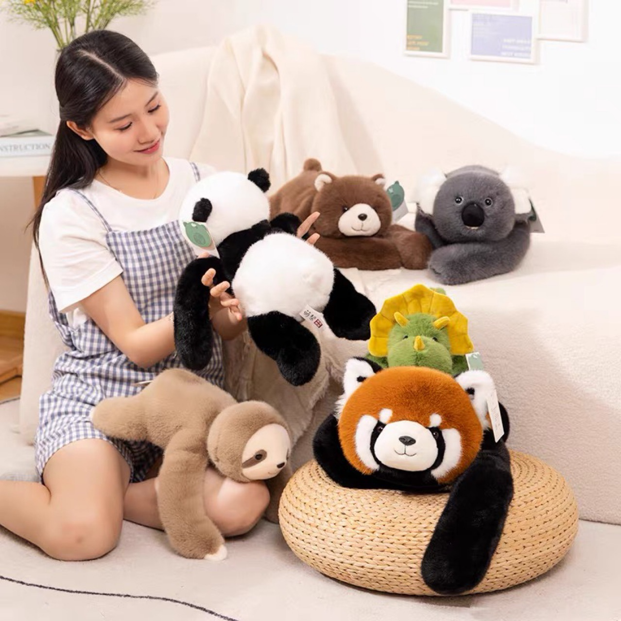 Plüschtier-Geschenk für Kinder – Panda, Koala, Faultier, Dinosaurier, Bär & kleiner Panda – Weiches Stofftier