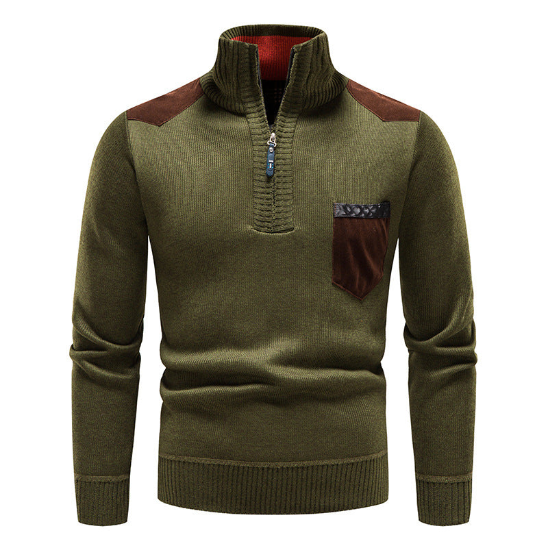 Men's Thickened Knit Pullover Sweater for Autumn Winter
