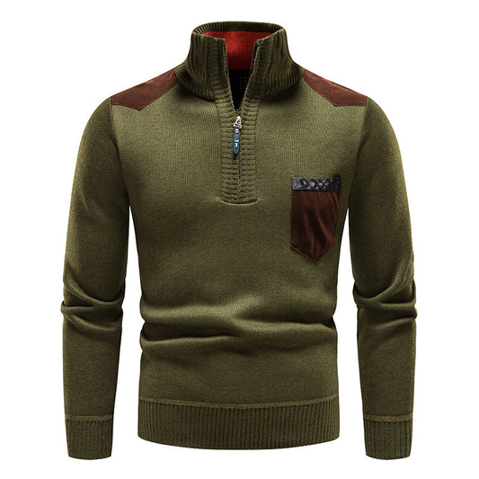 Men's Thickened Knit Pullover Sweater for Autumn Winter